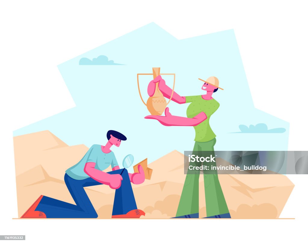 Ilustración de Los Arqueólogos Encontraron Objetos Antiguos Crock Jug Científicos Trabajando En Excavaciones O Cavando Capas De Suelo Y Explorando Artefactos Estudiantes Que Estudian La Edad De Prehistoria Ilustración Vectorial Plana De Ilustración de Los Arqueólogos Encontraron Objetos Antiguos Crock Jug Científicos Trabajando En Excavaciones O Cavando Capas De Suelo Y Explorando Artefactos Estudiantes Que Estudian La Edad De Prehistoria Ilustración Vectorial Plana De