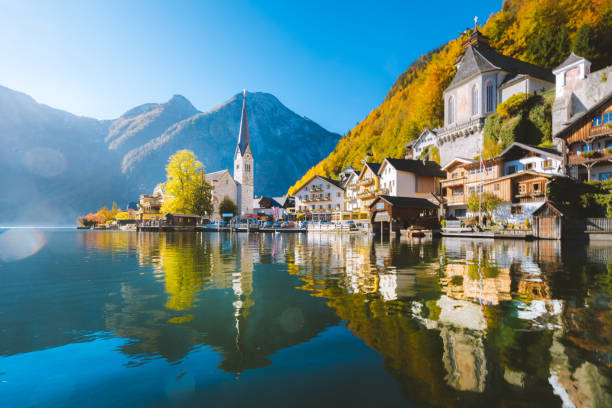 istock Hallstatt mountain village in fall, Salzkammergut, Austria 1161935501