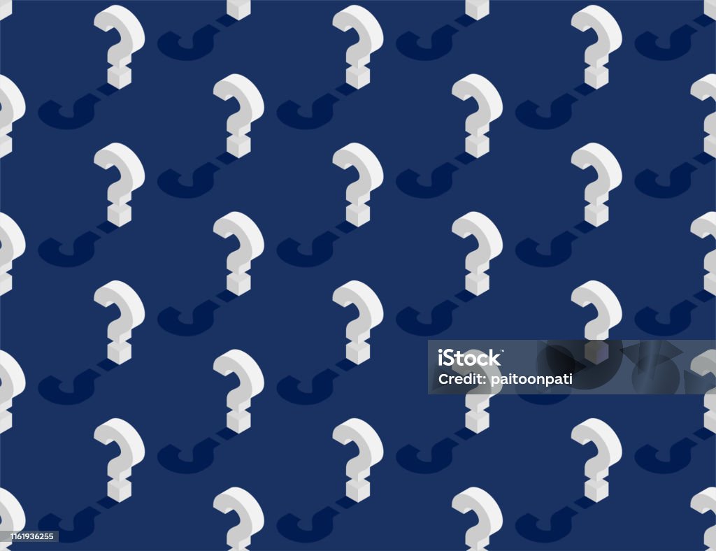 Question mark symbol 3D isometric seamless pattern, Doubt concept poster and banner vertical design illustration isolated on blue background with copy space, vector eps 10 Question Mark stock vector Question mark symbol 3D isometric seamless pattern, Doubt concept poster and banner vertical design illustration isolated on blue background with copy space, vector eps 10 Question Mark stock vector