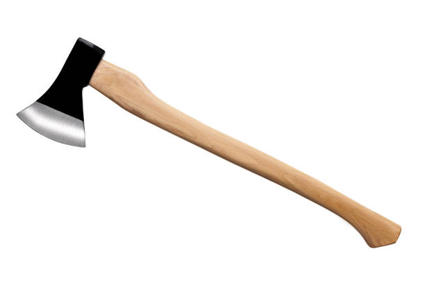istock black ax with wooden handle isolated on white background 1161938158