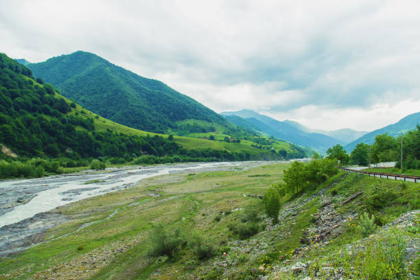 istock mountains of Georgia and mountain rivers. Selective focus. 1161949576