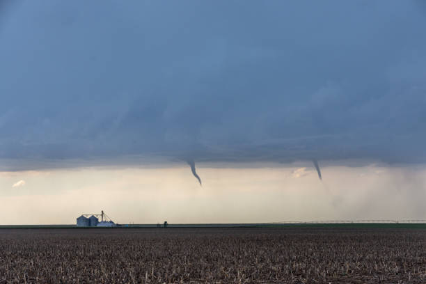 istock St Francis, Kansas, USA - June 29th, 2019: Developing twin tornadoes in Kansas, USA 1161950820