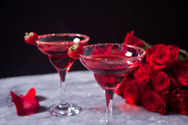 istock Red exotic alcoholic cocktail in clear glasses 1161951850