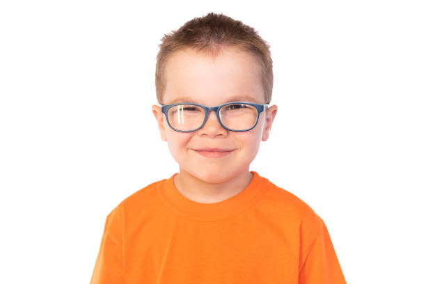 istock Little cute boy with glasses smiling isolated on white background 1161953472