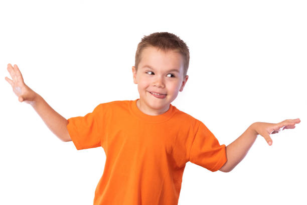 istock Little cute boy making funny faces, isolated on white background 1161953616