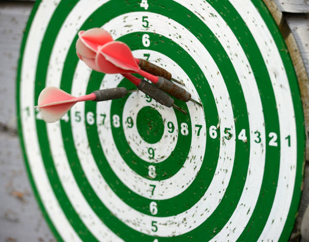 istock old darts target hanging on the door outside 1161955074