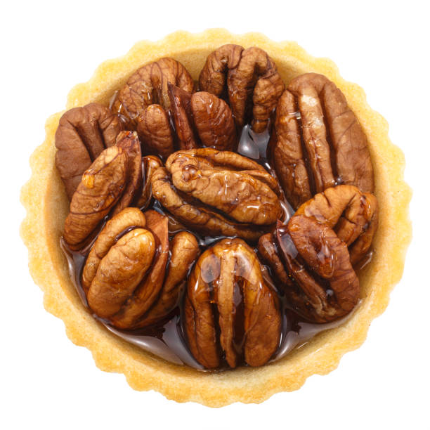 istock Pecan maple syrup tart dessert, paths, top 1161956529