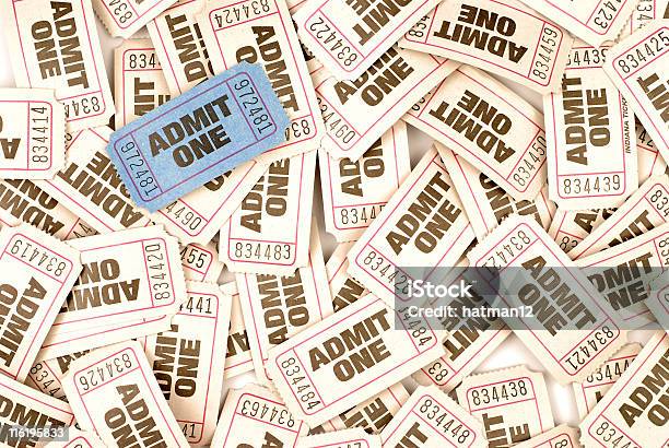 Bundle Of Admit One Admission Tickets Stock Photo - Download Image Now - Box Office, Theatrical Performance, 1960-1969