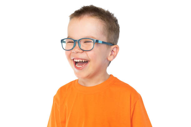 istock Little cute boy with glasses smiling isolated on white background 1161959101