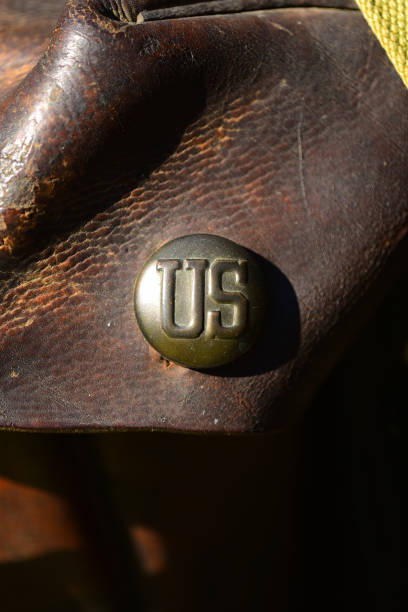 istock US army WWII motorcycle saddlebag with Civil War US brass button 1161961897