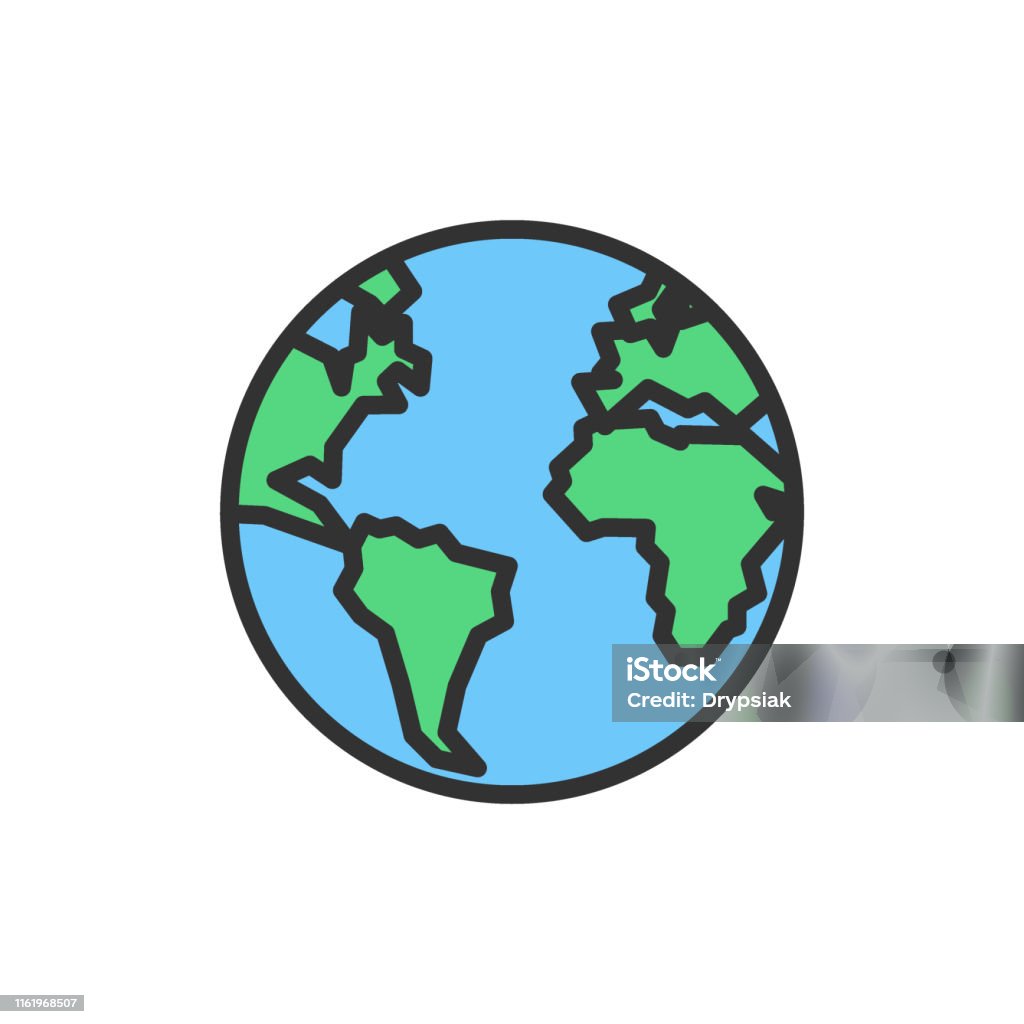 Biểu Tượng Đường Màu Phẳng Vector Trái Đất Quả Địa Cầu Hành Tinh ...