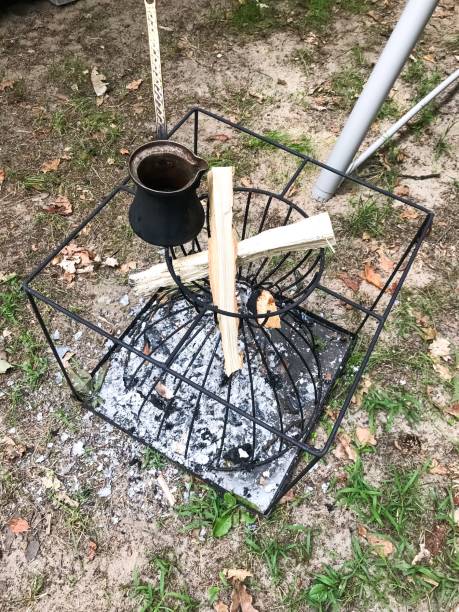 istock rustic brazier for brewing coffee with wood, soot and turkish 1161968612