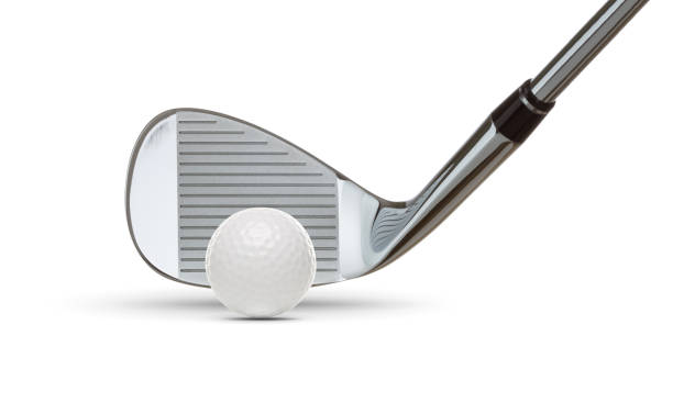 istock Chrome Golf Club Wedge Iron and Golf Ball on White Background 1161968620