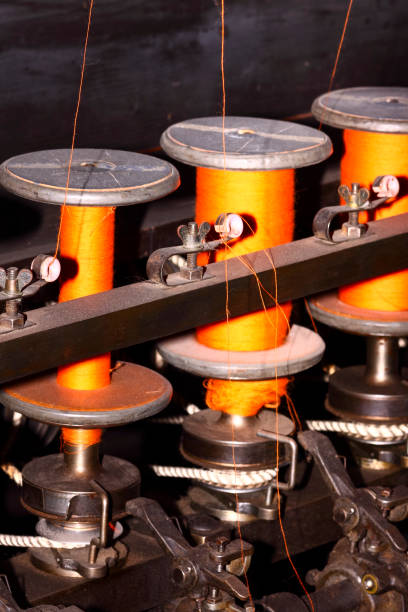 istock Cotton bobbins on a weaving loom 1161969670