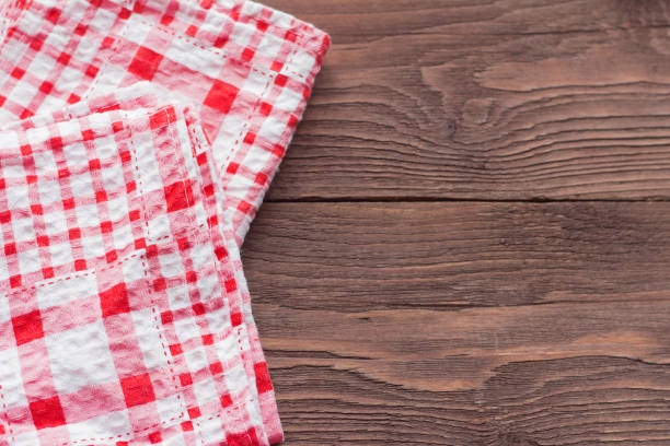 istock two checkered napkins on wooden background,close up 1161973799