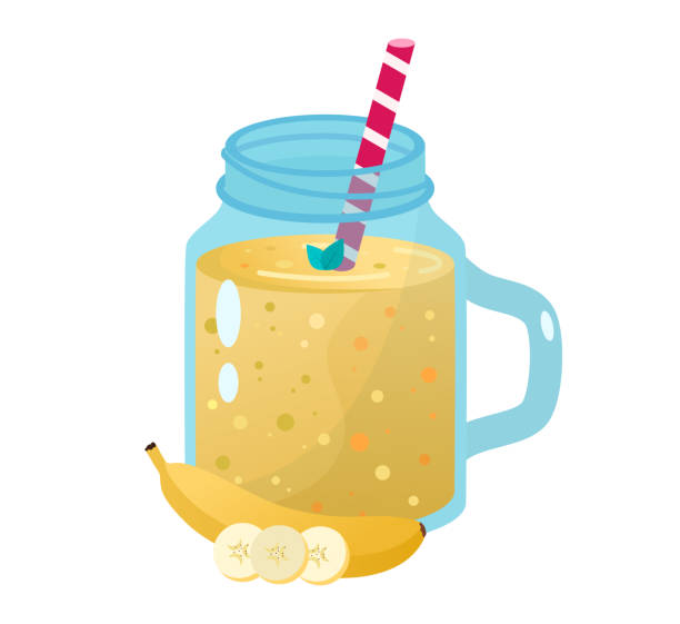 illustrazioni stock, clip art, cartoni animati e icone di tendenza di frullati dei cartoni animati. frullato di bacche. - healthy lifestyle cranberry healthy eating milk shake