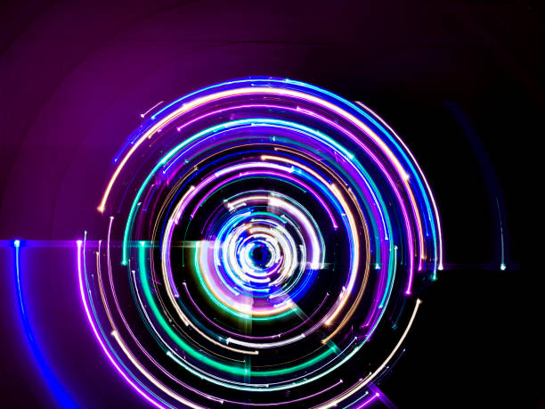 istock Circular motion colorful led lights long exposure 1161975364