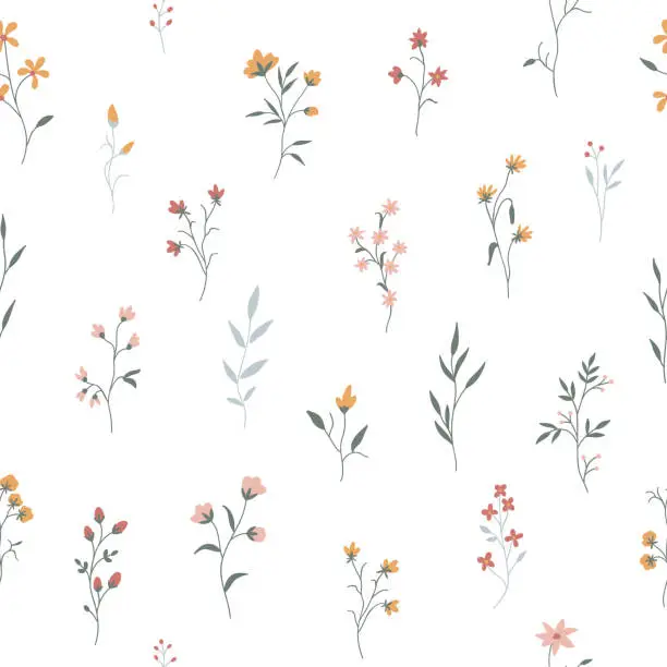 Vector illustration of Cute floral pattern. Seamless background