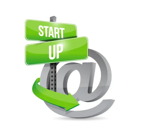 Vector illustration of Online startup symbol