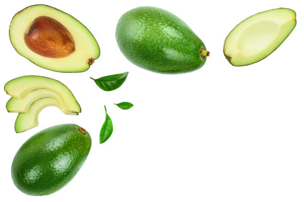 istock avocado and slices isolated on white background with copy space for your text. Top view. Flat lay 1161979694