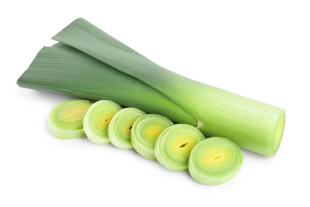 istock Leek vegetable with slices isolated on white background 1161979699