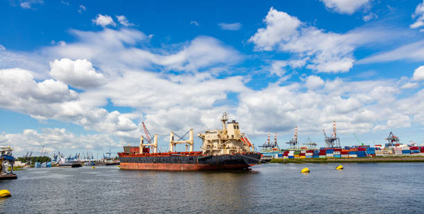 istock Harbor of Rotterdam, Netherlands. Logistics business, cargo loading unloading 1161981335