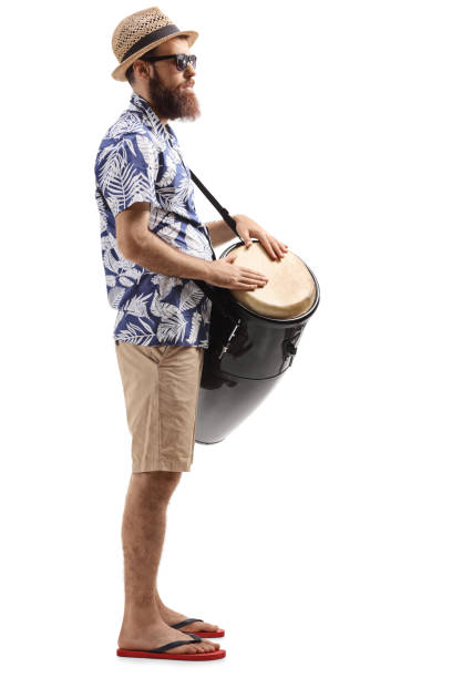 istock Bearded tourist with conga drum 1161984117