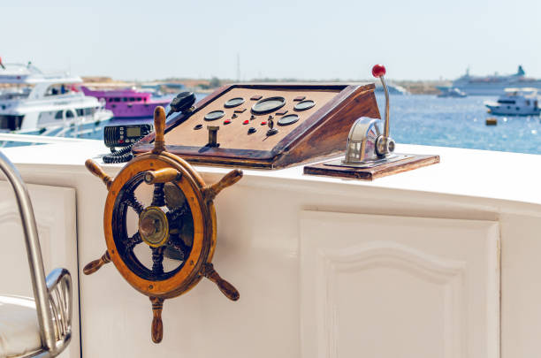 steering wheel against a blue sky