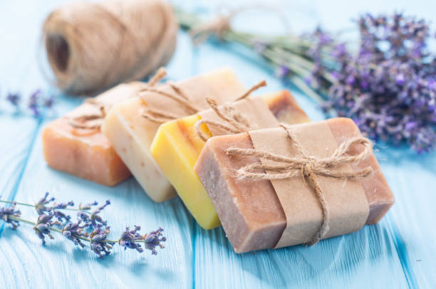 istock Handmade natural soap with lavander 1161989025