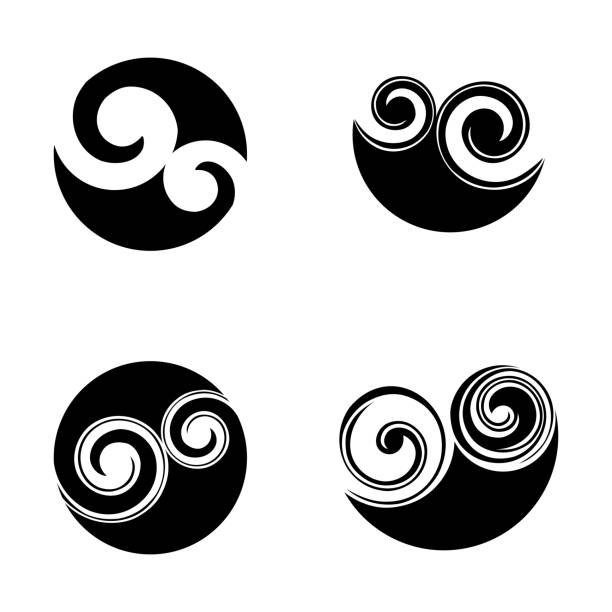 Protect Maori symbol, spiral shape based on silver fern frond koru stock illustrations