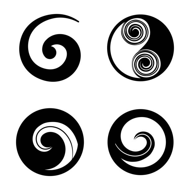 Protect Maori symbol, spiral shape based on silver fern frond fern silver new zealand plant stock illustrations