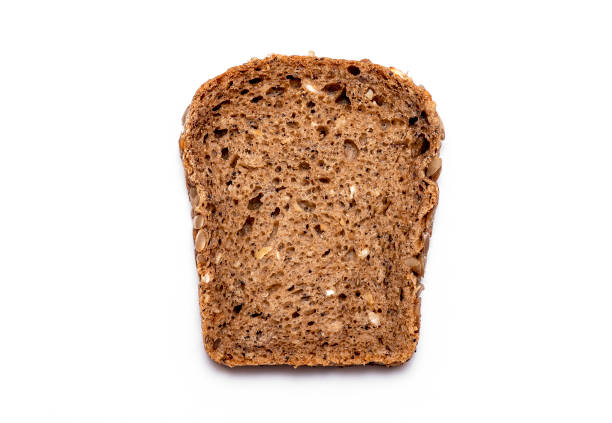 istock Top view of Slice multi Grain brown Bread isolated on white Background 1161993573