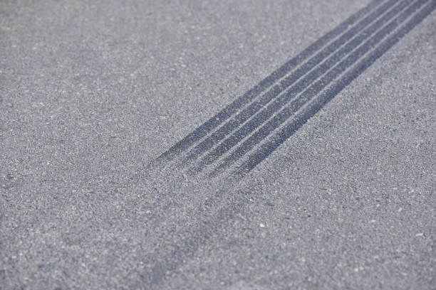 The track on the road from sudden braking.