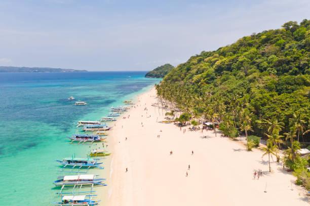 istock Puka Shell Beach, Boracay Island, Philippines, aerial view 1161998189