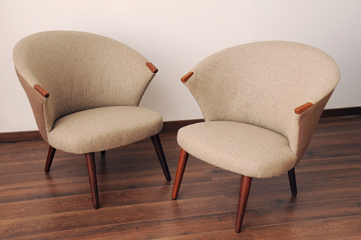 Vintage furniture, classic design, danish design, sofa, armchair, wool fabric