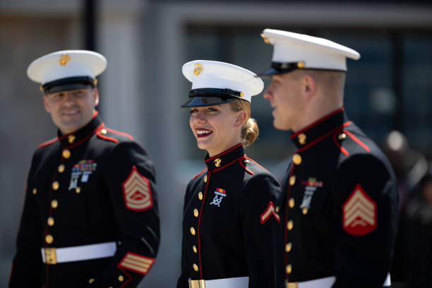 blossomtime festival grand floral parade - us marine corps fotografías e imágenes de stock