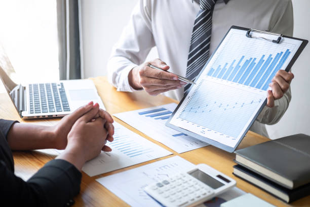 istock Professional executive Business colleague team working and analyzing with new project of accounting finance, Idea presentation and meeting strategy plan of financial business investment 1162005021
