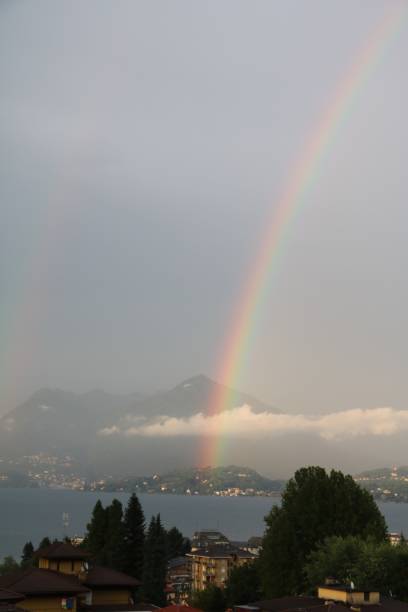istock Rainbow over Laveno at Lake Maggiere, view from Stresa, Italy 1162006442