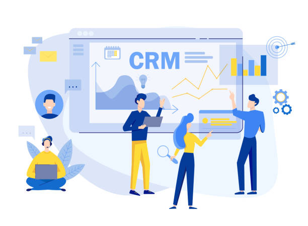 Customer relationship management concept background. CRM vector illustration. Company Strategy Planning. Business Data Analysis Customer relationship management concept background. CRM vector illustration. Company Strategy Planning. Business Data Analysis. accounting firm stock illustrations