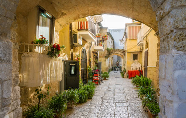 Scenic sight in old town Bari, Puglia (Apulia), southern Italy. stock photo