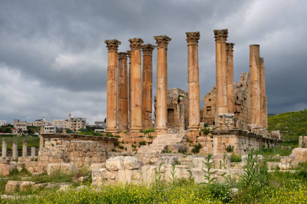 Temple of Artemis on a stormy day, Jerash, Jordan