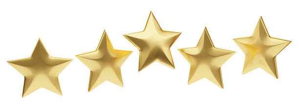 istock 5 stars golden isolated on white 3d-illustration 1162016958