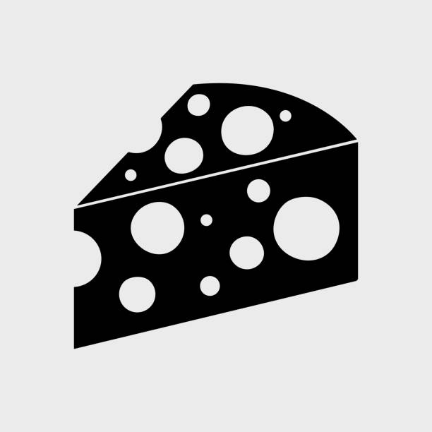 Black piece cheese icon. Vector illustration Black piece cheese icon. Vector illustration cheese stock illustrations