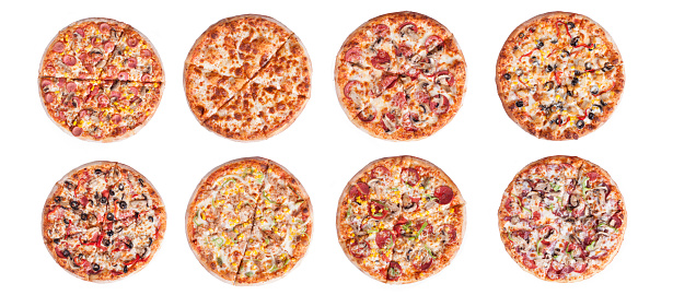various pizzas