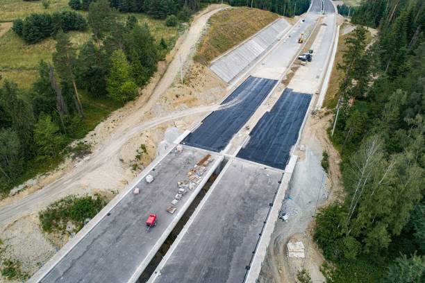 istock Aerial view on road and viaduct in construction. 1162025300