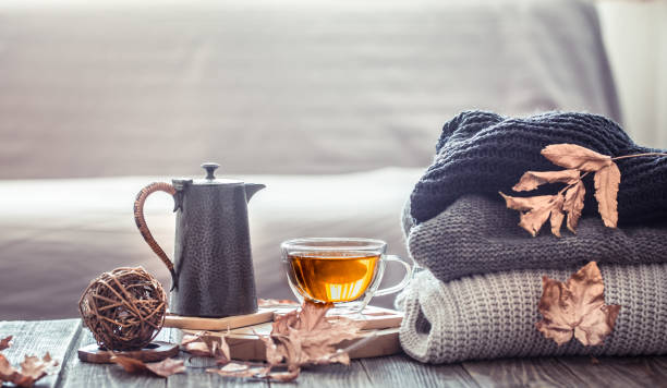 istock Cozy autumn still life with a cup of tea 1162025522
