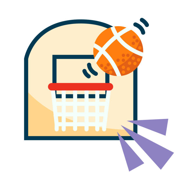 illustrations, cliparts, dessins animés et icônes de illustration simple de panier de basket-ball sur le fond blanc - basketball hoop basketball net backgrounds