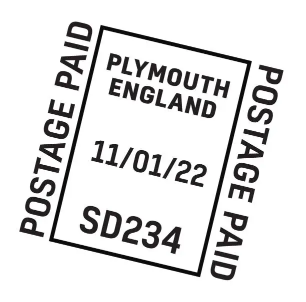 Vector illustration of PLYMOUTH, ENGLAND mail delivery stamp