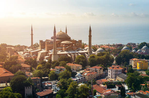 Hagia Sophia and Sultan Ahmet district in Istanbul. Hagia Sophia and Sultan Ahmet district in Istanbul. golden horn istanbul photos stock pictures, royalty-free photos & images