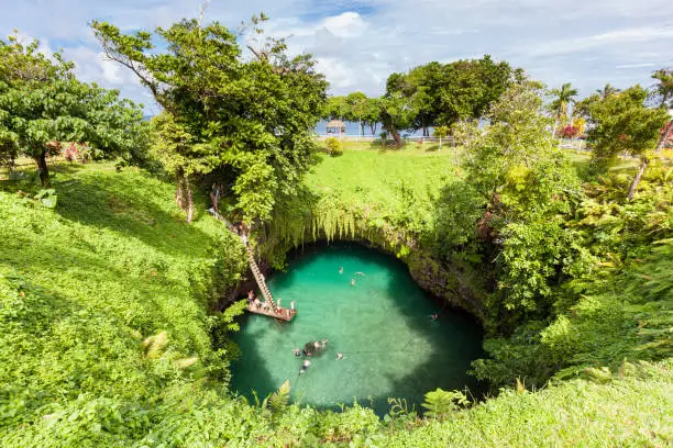 The striking colors of To-Sua Ocean Trench on the island of Upolu in Samoa